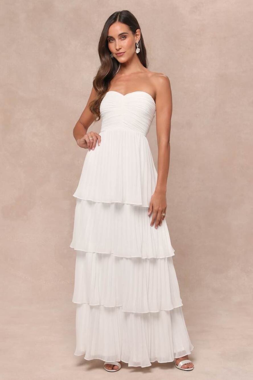 NWOT Lulus White Strapless Tiered Maxi Dress Size XL MSRP $99
